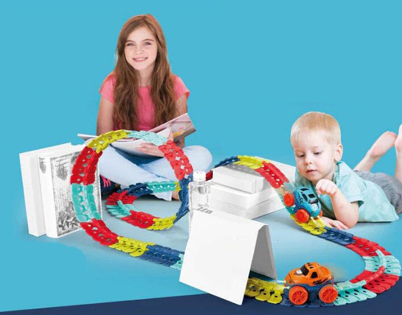Magnetische autospeelbaan set voor kinderen; flexibele racebaan die gloeit in het donker.