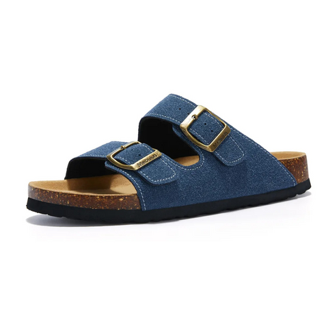Stijlvolle zomersandalen voor dames, met zacht kurkvoetbed en antislipzool voor optimale grip.