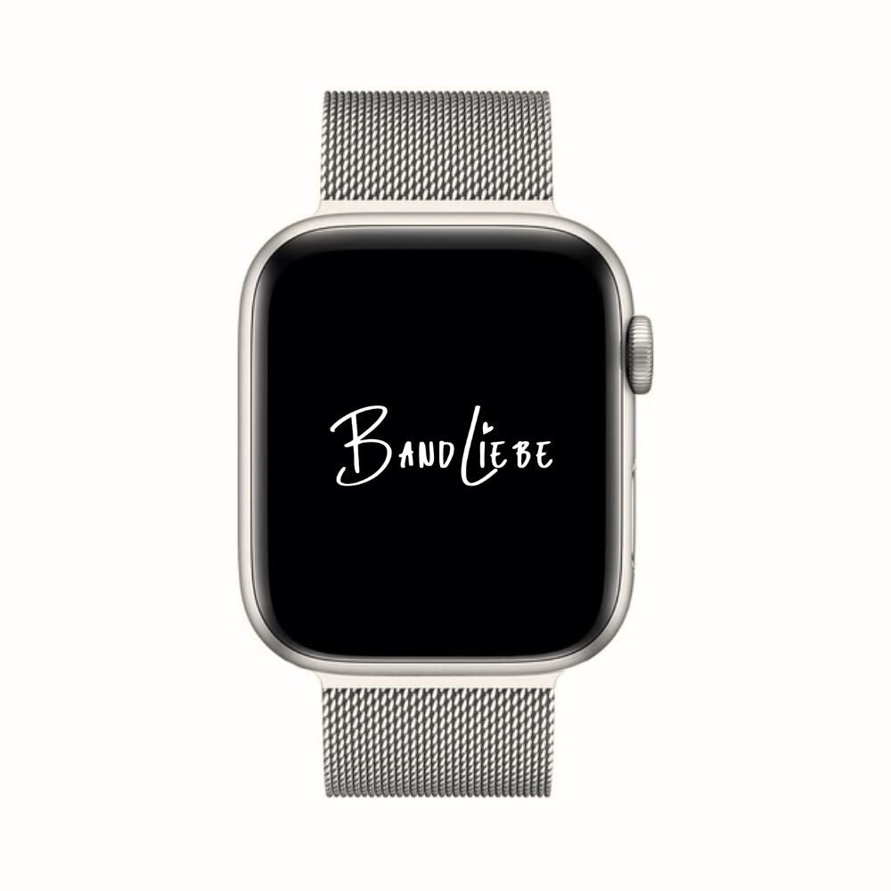 Stijlvolle Milanese Apple Watch armband van SteelFlex RVS, magnetisch verstelbaar voor unisex gebruik.