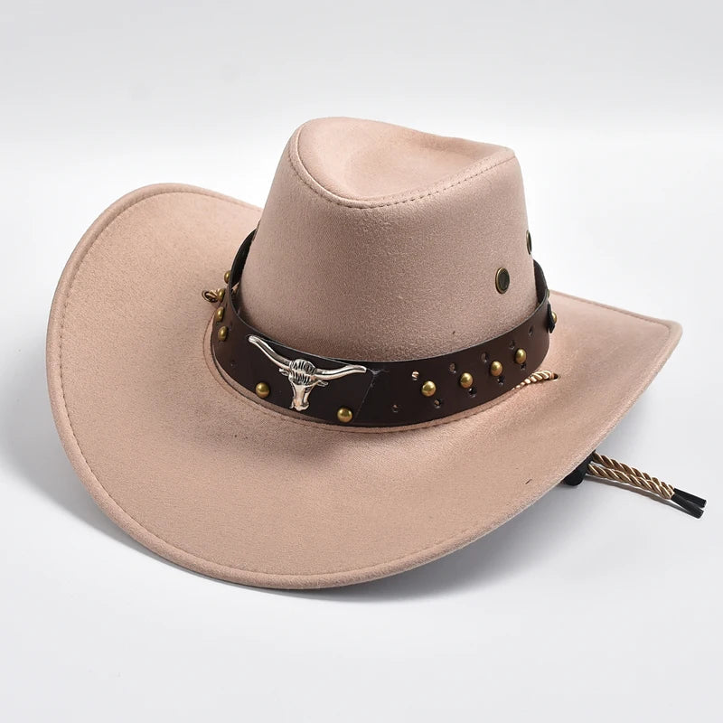 Stijlvolle heren festival hoed: klassieke cowboy look met comfortabele gevlochten kinband.