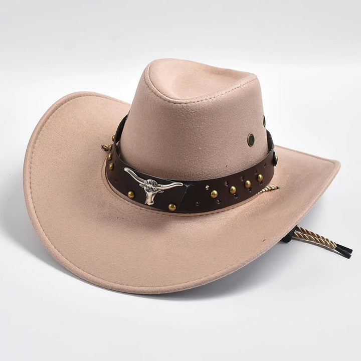 Stijlvolle heren festival hoed: klassieke cowboy look met comfortabele gevlochten kinband.