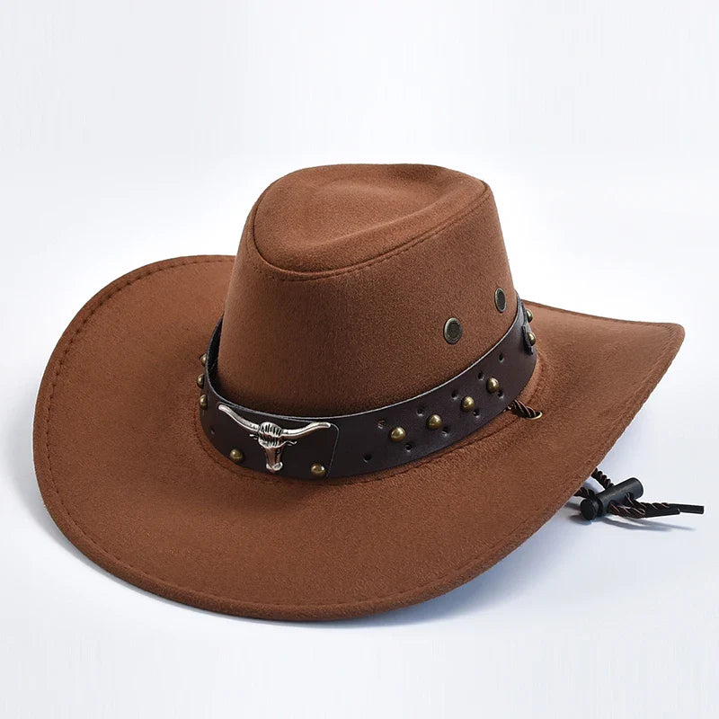 Tijdloze klassieke heren hoed, cowboy design met gevlochten kinband voor de perfecte western outfit.