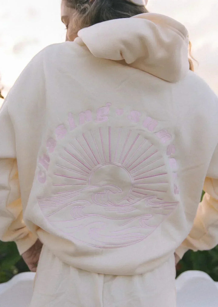 Relaxte pasvorm dames hoodie in zonsondergang crèmekleur, een must-have voor zomerkleding en casual outfits.