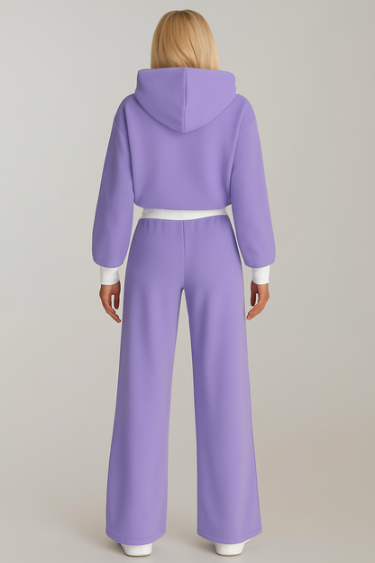 "Cropped hoodie en wijde broek dames tracksuit in modern design voor comfort en stijl, ideaal als loungewear set."