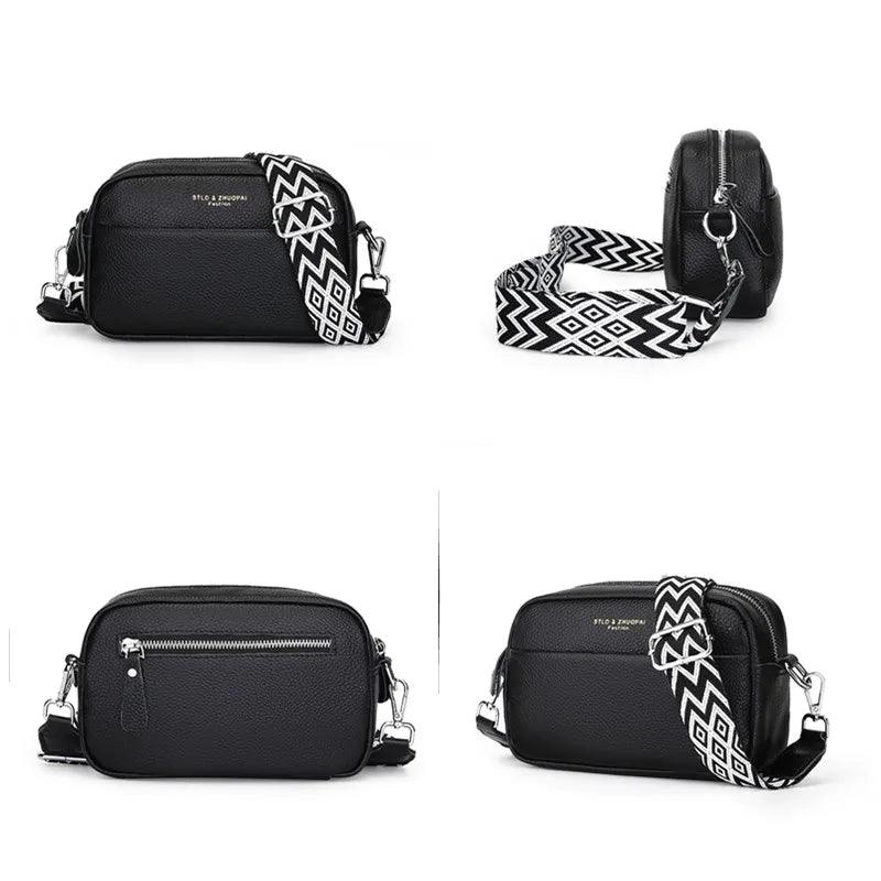 Crossbody handtas met geometrische schouderband, chic en minimalistisch voor dames, compact en praktisch ontwerp.