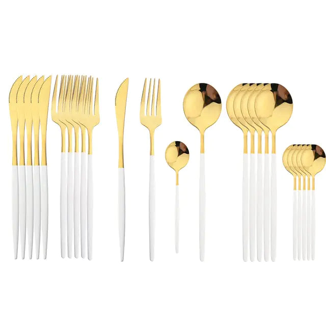 Minimalistische 24-delige Aurinox bestekset RVS, modern design voor elke eettafel, zilver.