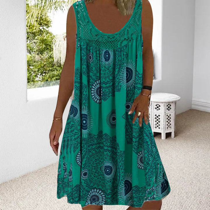 Elegante mouwloze zomerjurk Miranda, luchtig model voor dames, comfortabel en stijlvol in de zomer.