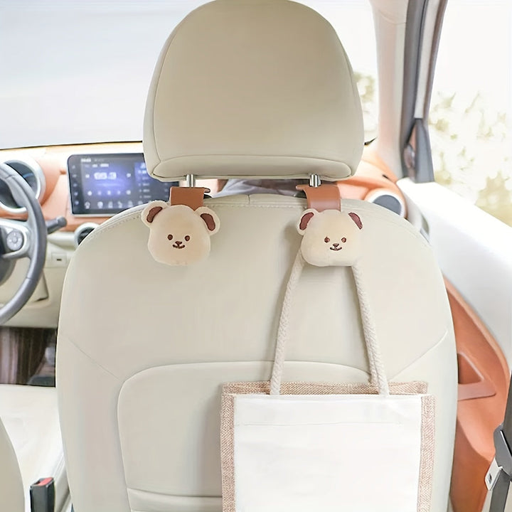 Kindvriendelijke autohaken met berenmotief; houd de auto netjes en spullen binnen handbereik tijdens reizen met kinderen.