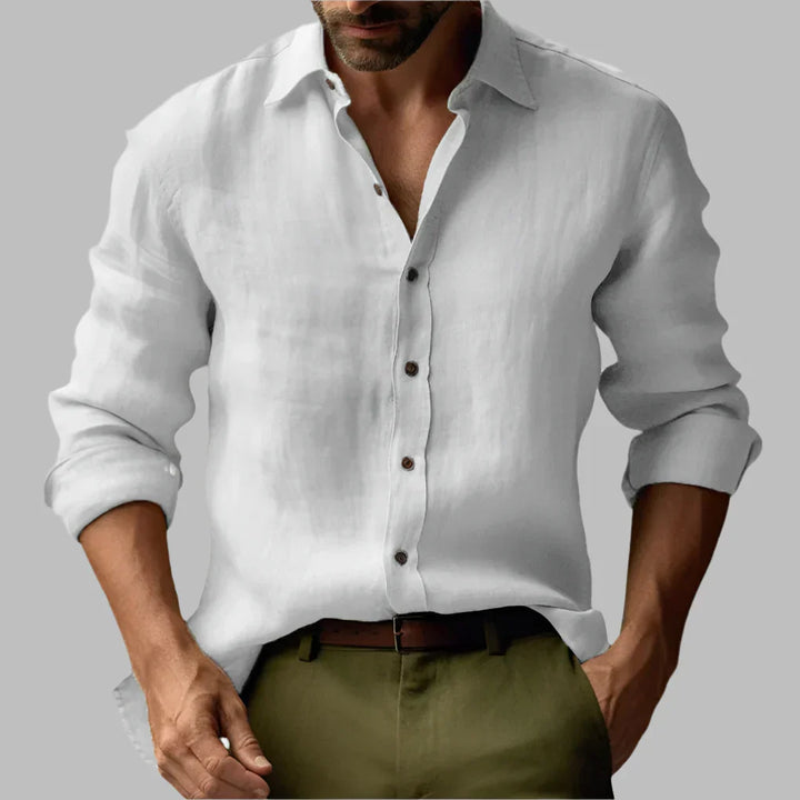 Heren vintage overhemd met lange mouwen, relaxte pasvorm, ideaal voor casual lente- en zomerkleding.
