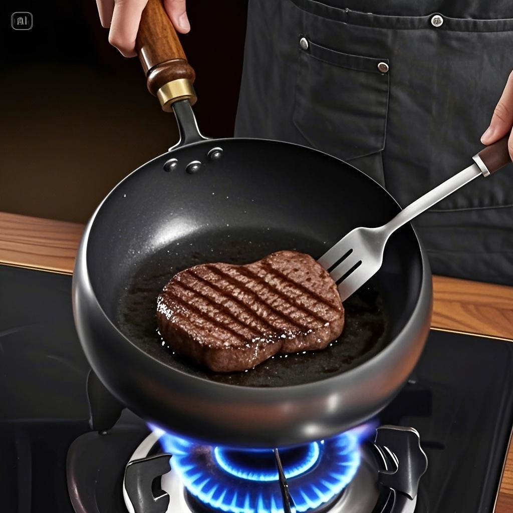 Detail van de robuuste ChefMaster gietijzeren pan, duurzaam kookgerei voor jarenlang plezier.