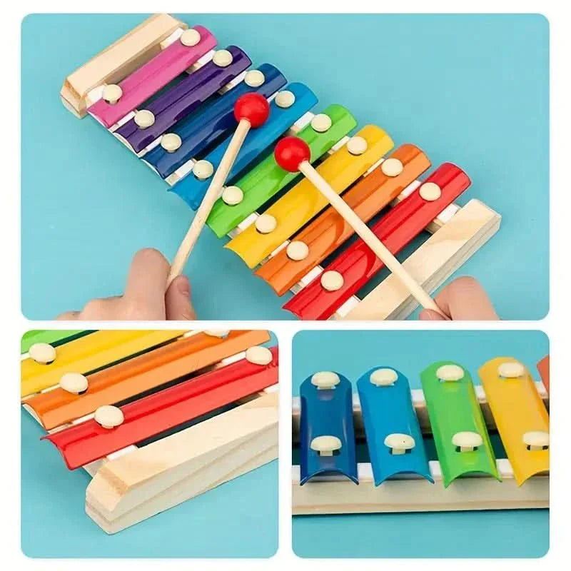 Montessori houten speelset voor baby's: 5-in-1 educatief speelgoed dat creativiteit en ontwikkeling stimuleert.