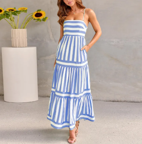 Lange luchtige dames zomerjurk in elegante maxi stijl, perfect voor comfort en zomerse dagen.