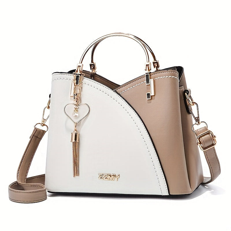 Moderne blauwe leren schoudertas met verstelbare riem; een chic accessoire.