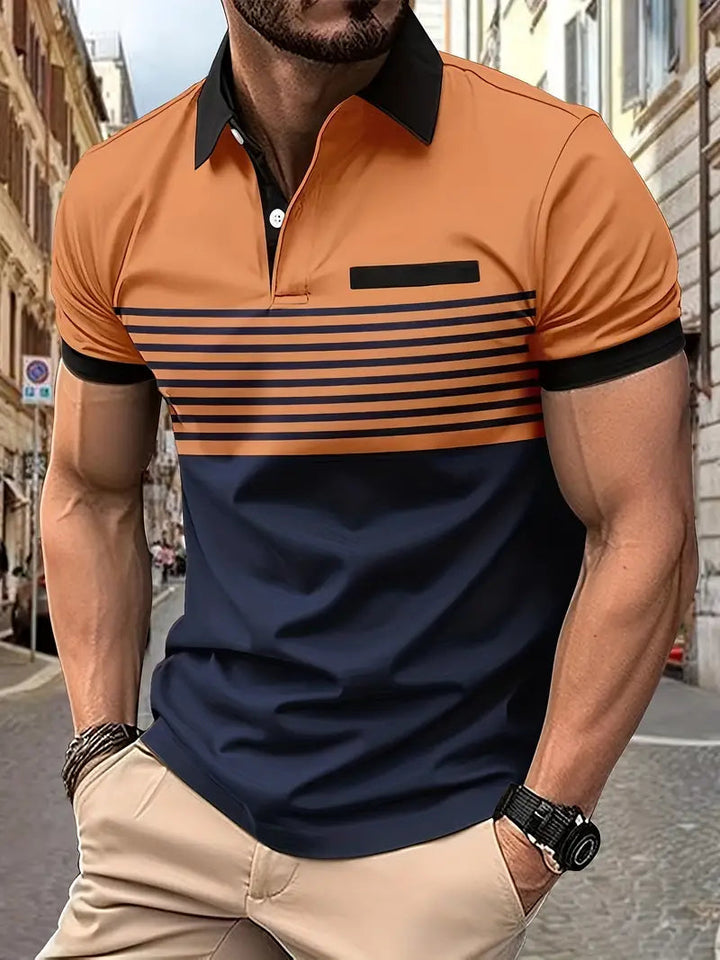 Gestreepte herenpolo Tomas, sportief en modern design voor zomerse gelegenheden.