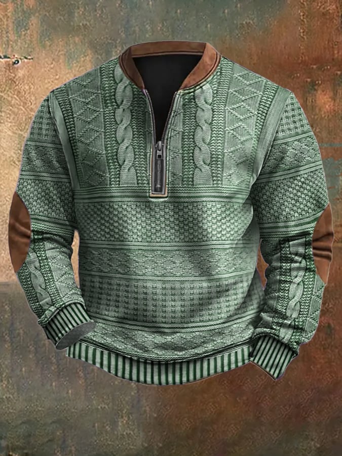 Warme en comfortabele heren gebreide sweater met rits, voor een tijdloze vintage look.