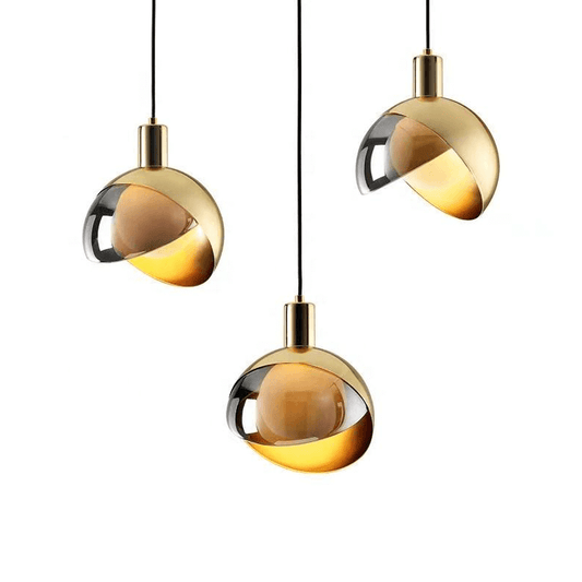 Hanglamp - Rokerig Glas & Goud
