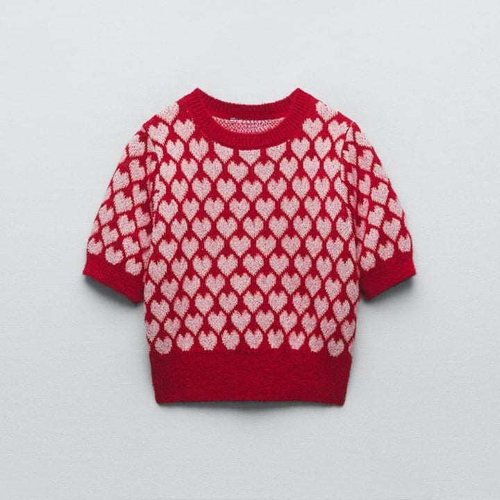 Comfortabele damestrui met korte mouwen en unieke speelse print, ideaal voor casual lente/zomer stijl.