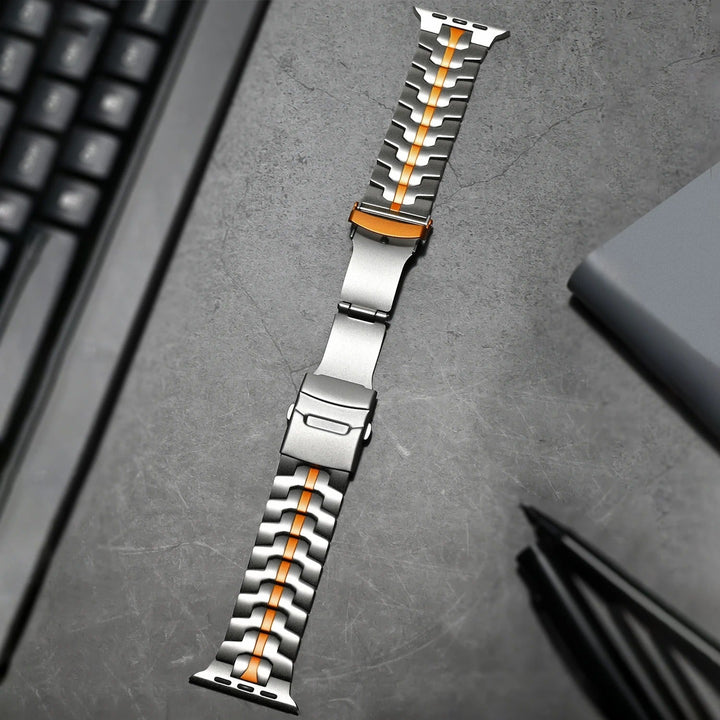 Lichtgewicht titanium smartwatch horlogeband, een stijlvol en hypoallergeen accessoire voor dagelijks gebruik.