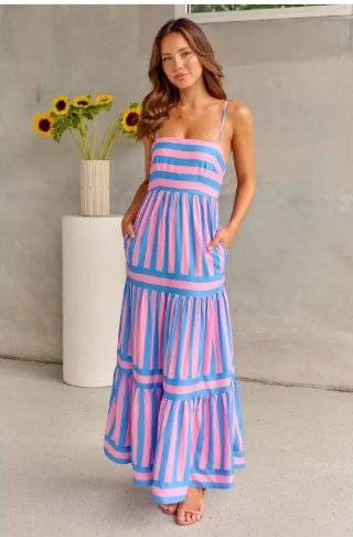Stijlvolle casual dames maxi jurk, ideaal als luchtige strandjurk of voor zomeravonden.