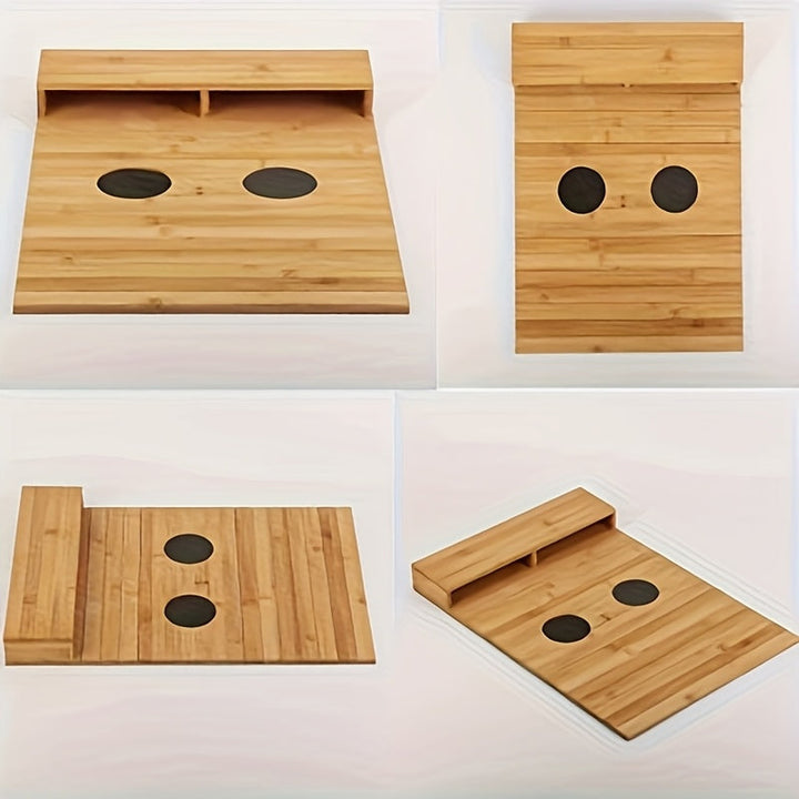 Praktisch natuurlijk houten armleuning dienblad, compact en gemakkelijk te plaatsen op elke bank.