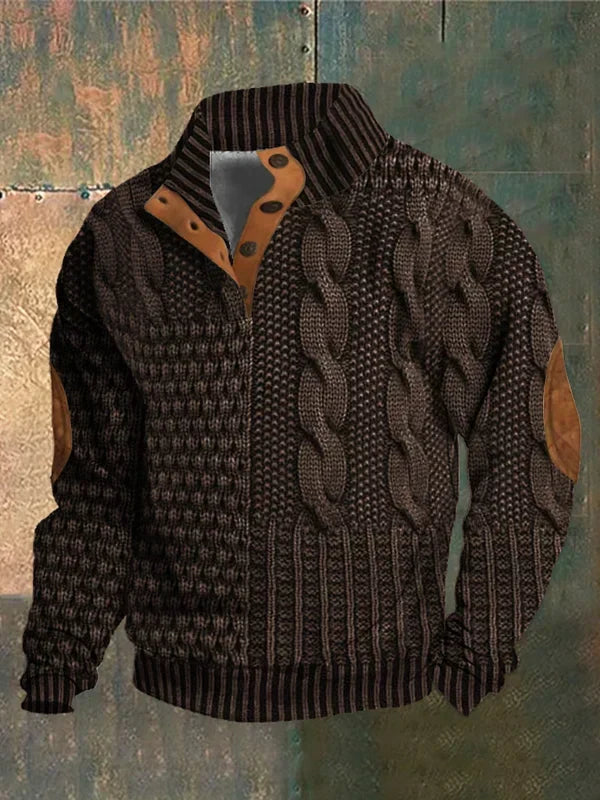 Geklede heren trui look: Stijlvolle heren patroon trui, warm en veelzijdig voor zowel casual als geklede winter outfits.