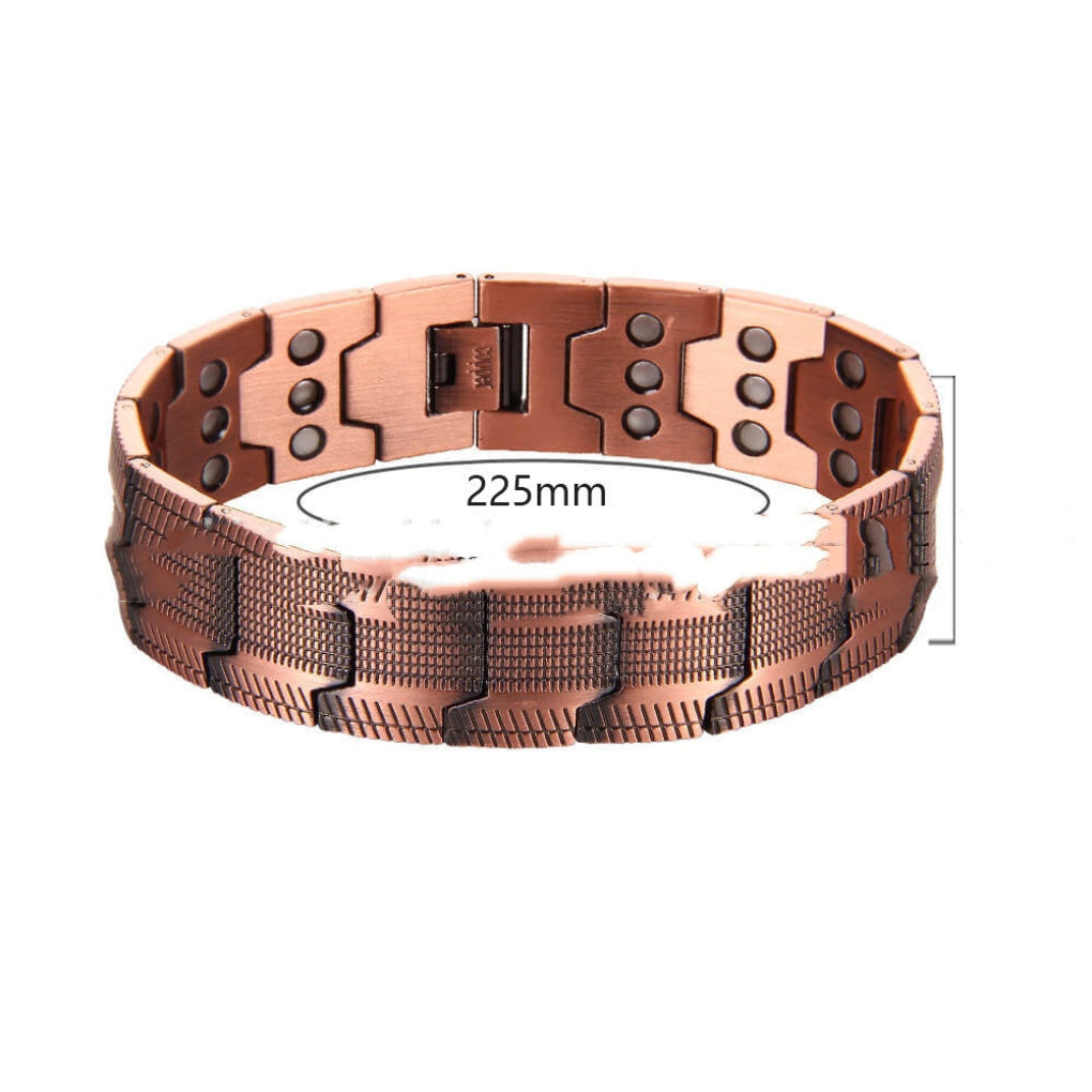 Moderne koperen herenarmband, bangle design in roodkoper, breed en glanzend, een chique accessoire.