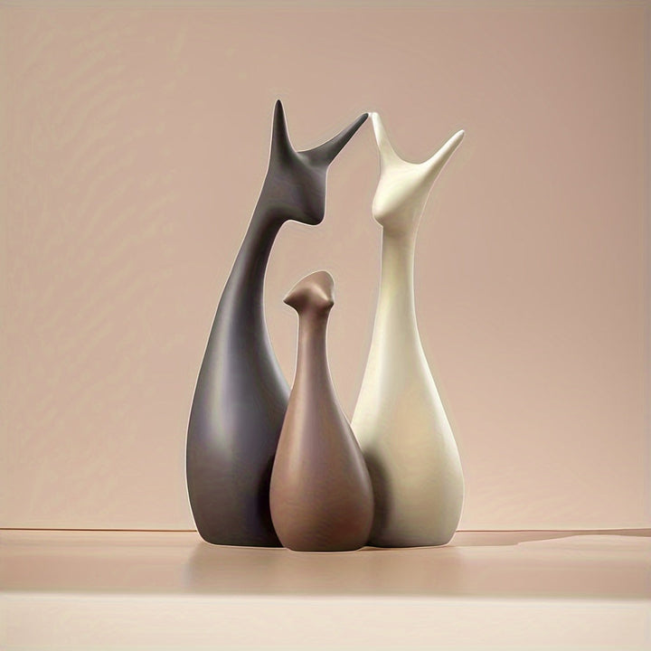 Minimalistische keramiek hert set, perfect voor moderne woonkamer, kantoor of slaapkamer decoratie.