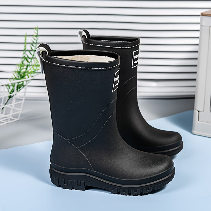 Warme rubberen dameslaarzen, waterdicht en met zachte fleece voering, perfect voor regenweer.