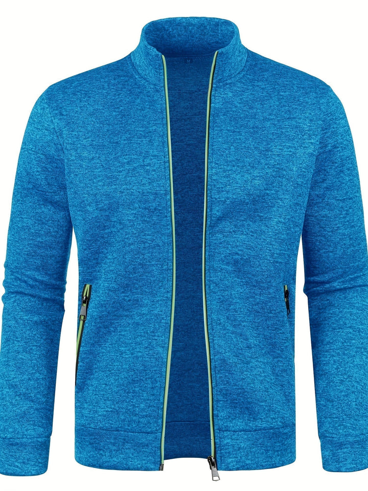 De rugzijde van een comfortabel heren ritsvest, toont de pasvorm en veelzijdigheid. Stijlvolle mode.