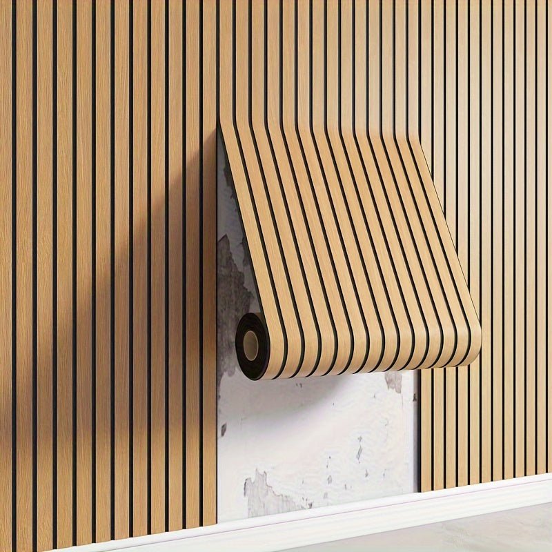 Duurzame zelfklevende PVC wandpanelen met warme houtlook, ideaal voor een modern interieur.
