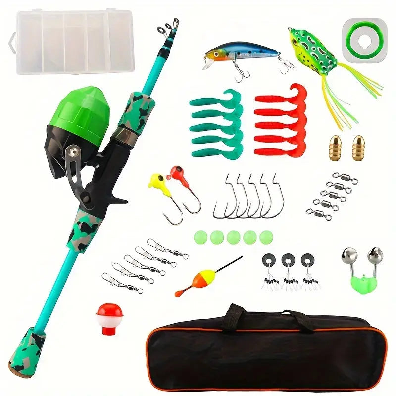 Complete ultralichte carbon visset. Inclusief telescopische hengel en accessoires voor alle visavonturen.