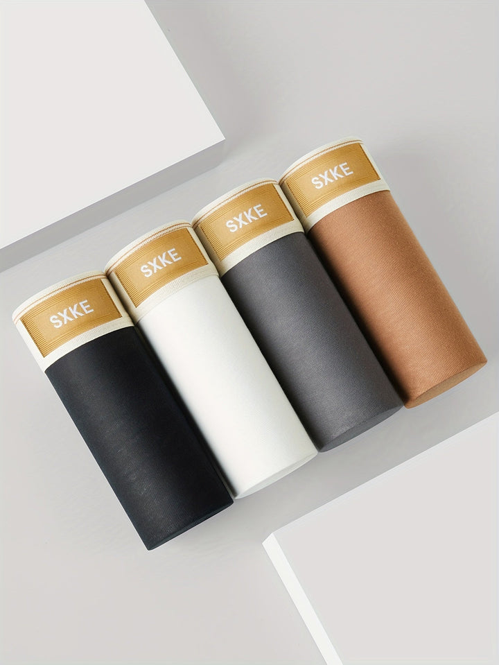 Comfortabele heren boxershorts 4-pack, zacht en flexibel basis ondergoed in diverse kleuren.