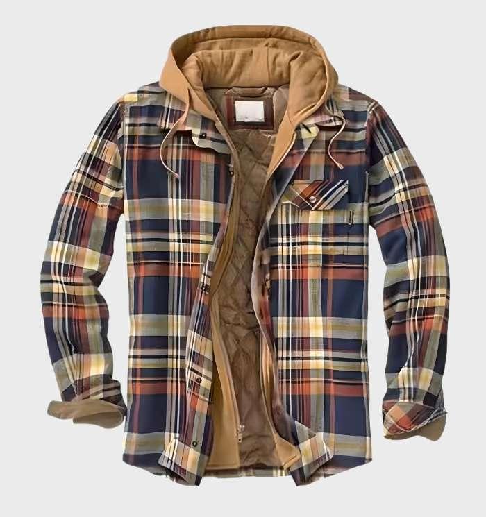 Comfortabel geruit herenjack van flannel met rits, perfect als overshirt voor een casual look in koude seizoenen.