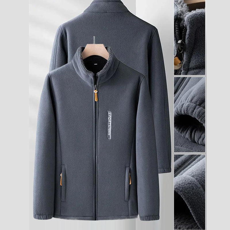 Warm dubbelzijdig fleece heren winterjack, ook in grotere maten. Comfortabel en modieus voor herfst & winter outdoor.