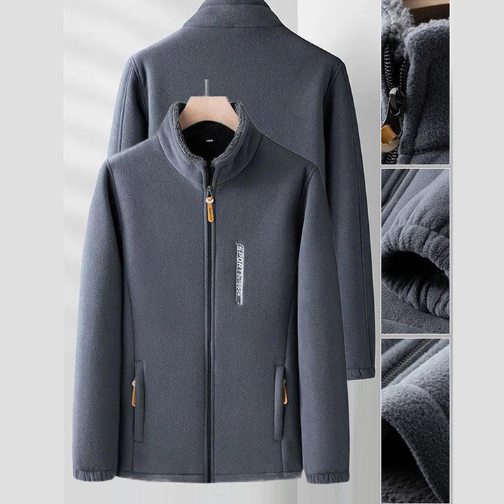 Warm dubbelzijdig fleece heren winterjack, ook in grotere maten. Comfortabel en modieus voor herfst & winter outdoor.