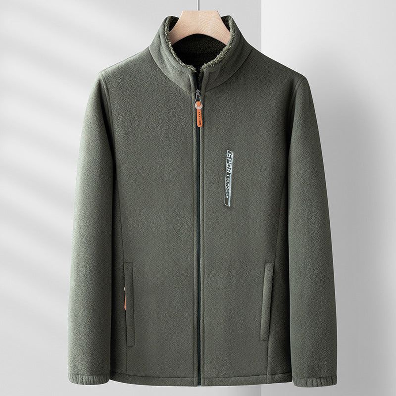 Warm dubbelzijdig heren fleece winterjack voor koude dagen. Duurzame, comfortabele bovenkleding, ideaal voor outdoor.