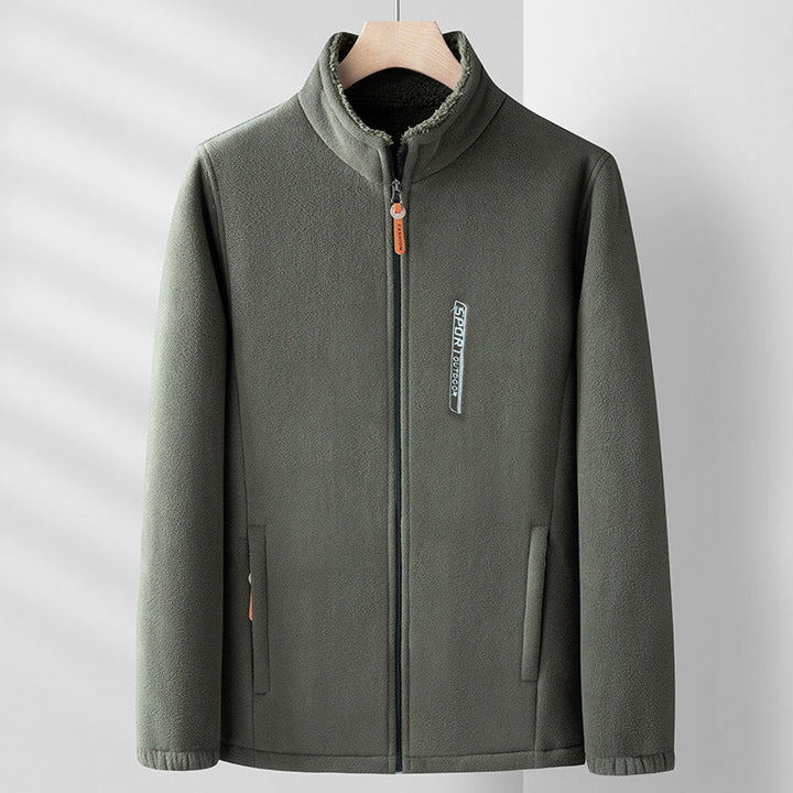 Warm dubbelzijdig heren fleece winterjack voor koude dagen. Duurzame, comfortabele bovenkleding, ideaal voor outdoor.