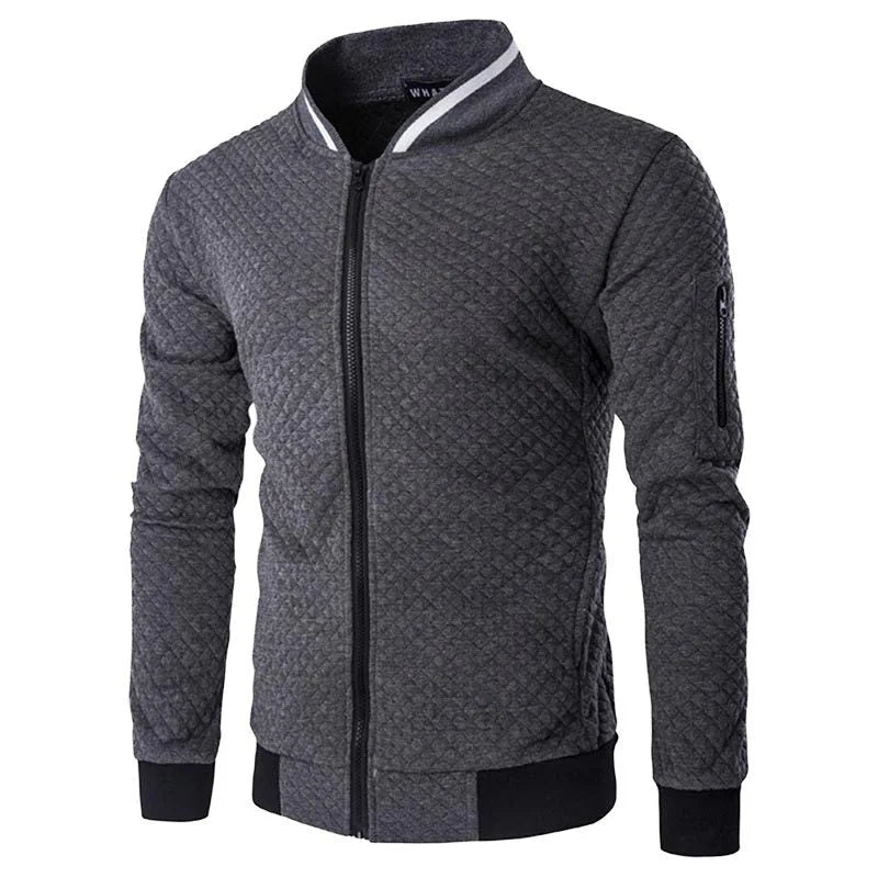 Modern heren bomberjack met opstaande kraag en rits. Veelzijdig gewatteerd vest voor elke casual gelegenheid.