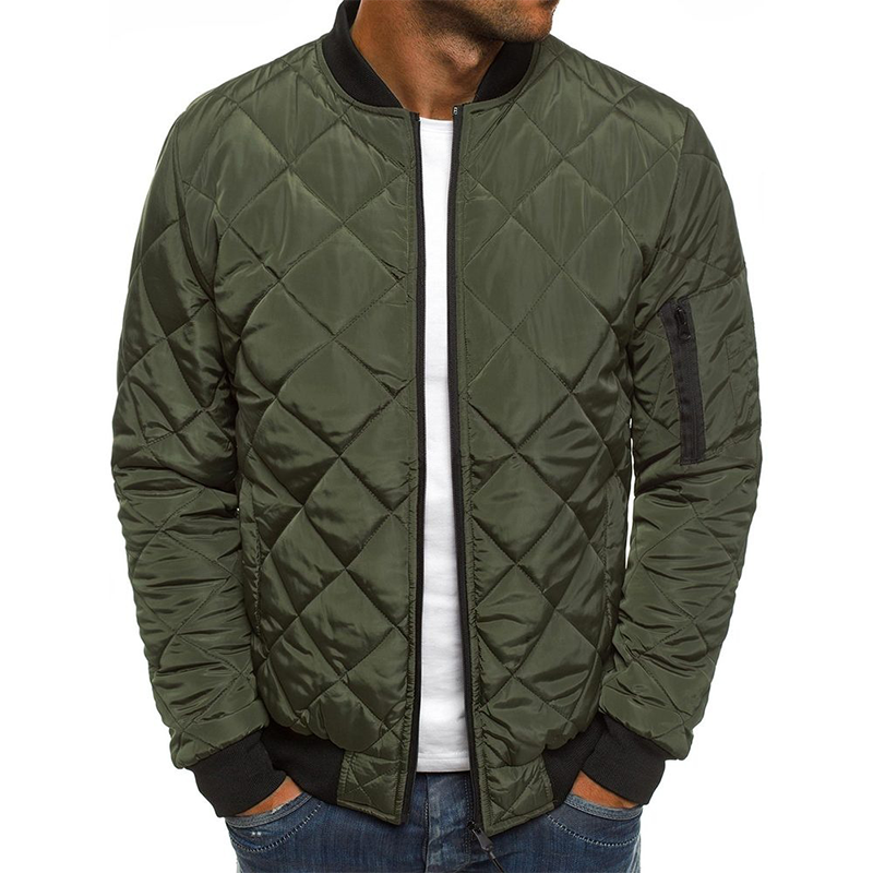 Heren herfstjas: modieus quilted bomberjack met trendy kriskraspatroon, ideaal voor casual comfortabele bovenkleding.