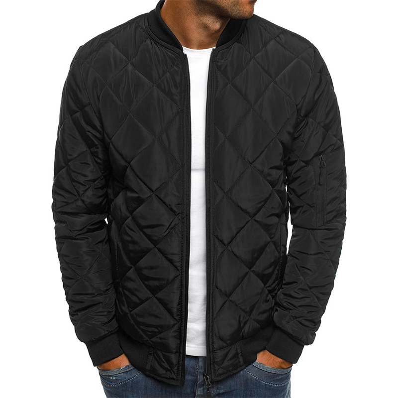 Trendy heren bomberjack met uniek kriskraspatroon, perfecte modieuze herfstjas voor een stijlvolle casual look.