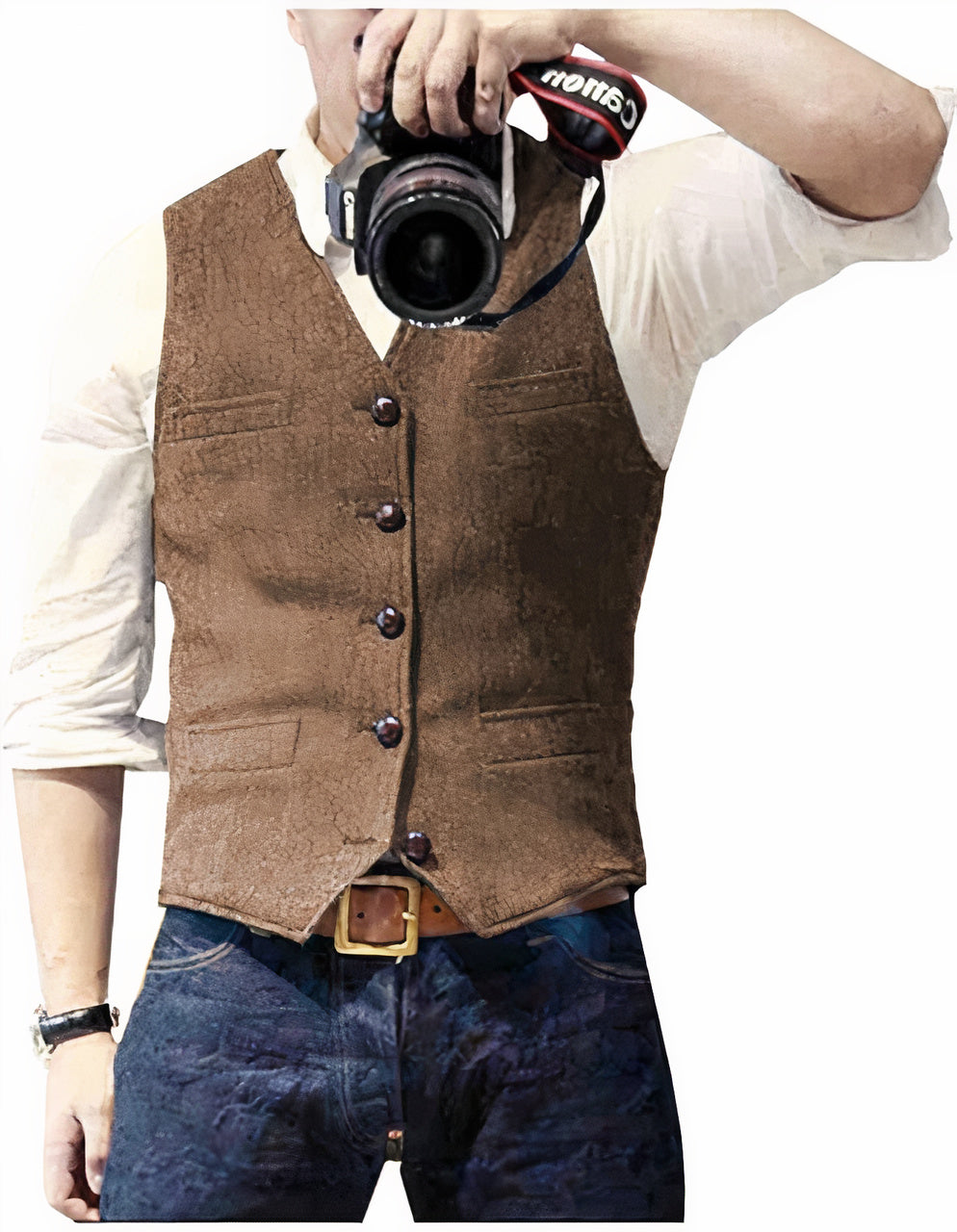 Tijdloos heren gilet met knopen, een must-have voor een complete, stijlvolle herenoutfit. Geschikt voor werk en feest.