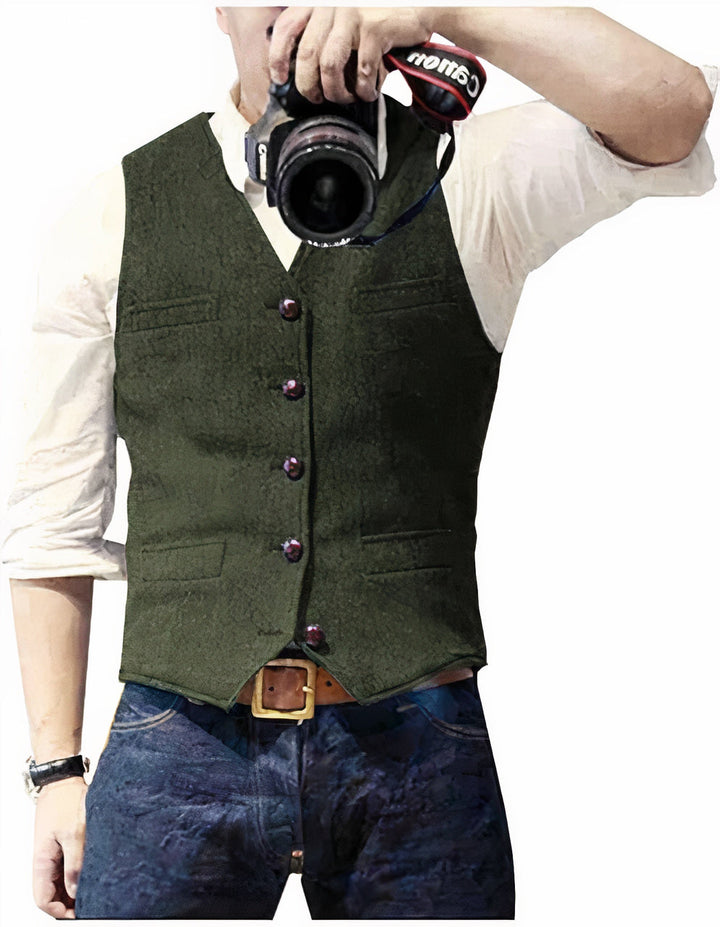 Modieus heren gilet met klassieke knoopsluiting. Stijlvolle aanvulling op elke herengarderobe. Formeel/casual.