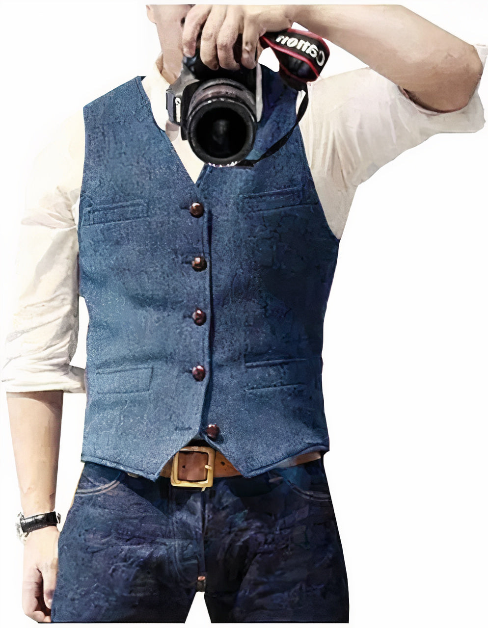Stijlvol heren gilet met knopen, perfect voor formele en zakelijke gelegenheden. Modieuze herenkleding.