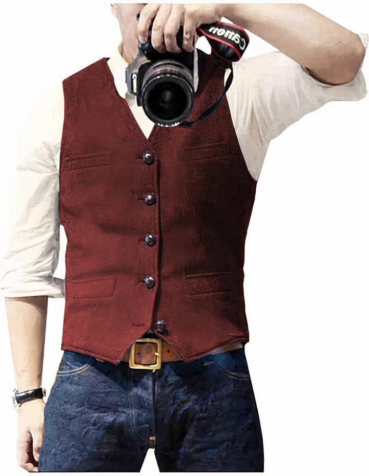 Hoogwaardig heren gilet met elegante knopen. Ideaal voor een verfijnde, zakelijke of feestelijke outfit.