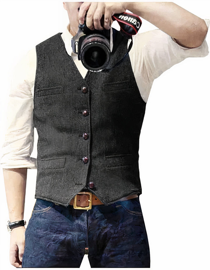 Elegant heren gilet met knopen, ideaal voor casual, zakelijke en feestelijke evenementen. Veelzijdige bovenkleding.