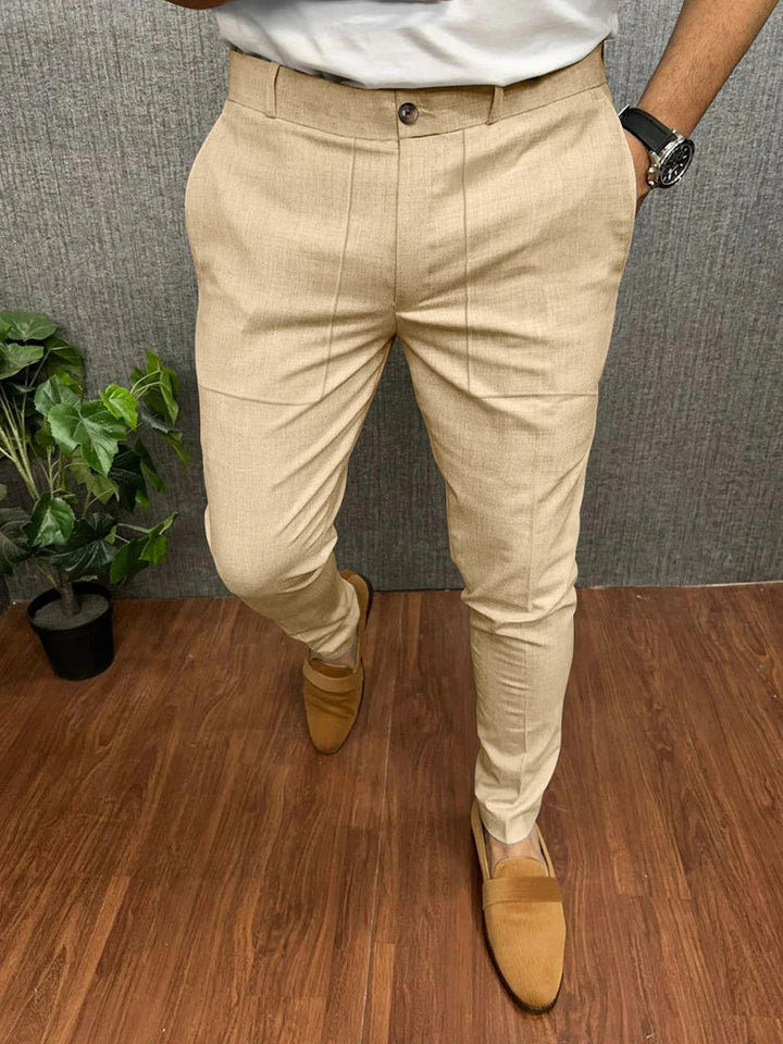 Heren slim fit potloodbroek van katoenmix, comfortabel en stijlvol voor lente/zomer casual mode.