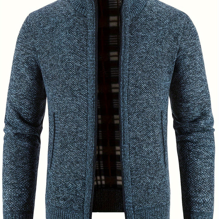 Casual herenvest met ritssluiting en opstaande kraag; warm en comfortabel.