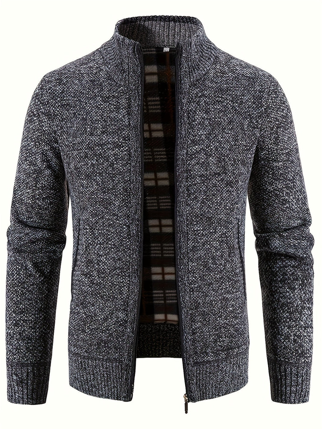 Ademend herenvest van fleece, met ritszakken en opstaande kraag; comfortabel.