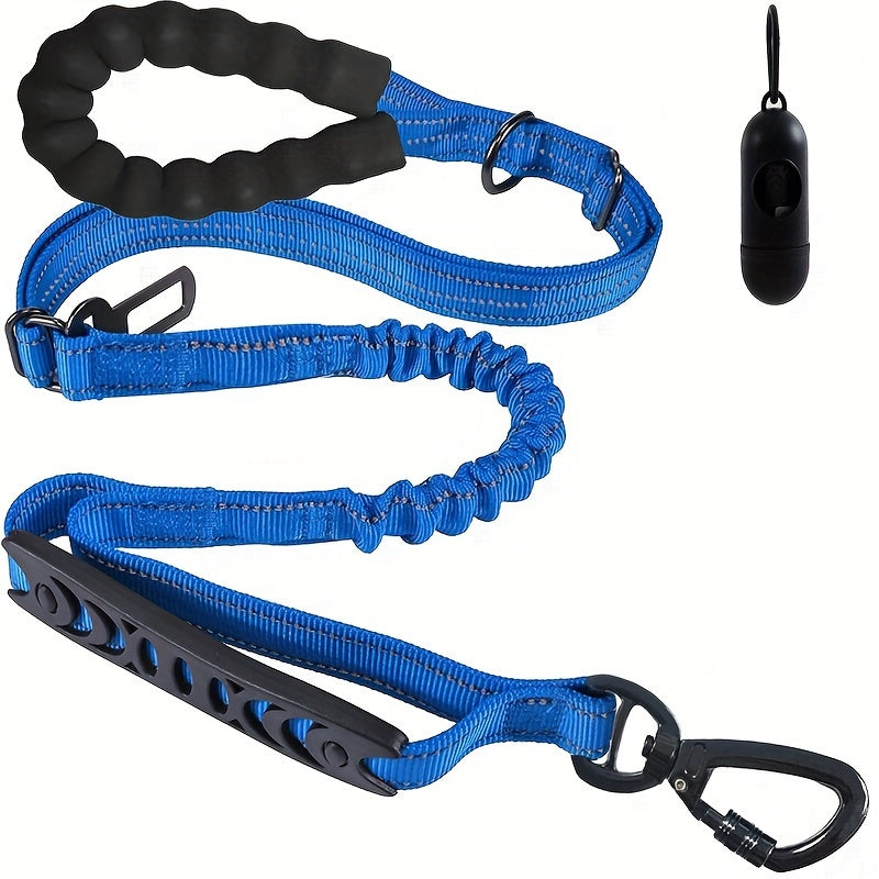 Praktische hondenriem: reflecterend, schokabsorberend en verstelbaar voor sterke en actieve honden.
