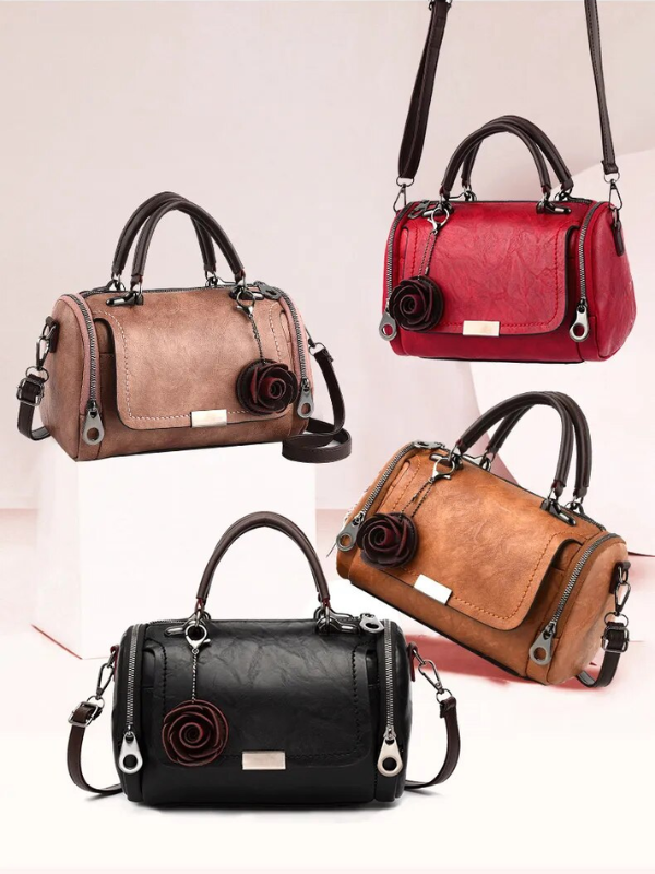 Wijn rode stijlvolle Boston handtas, PU leer crossbody voor moderne dames.